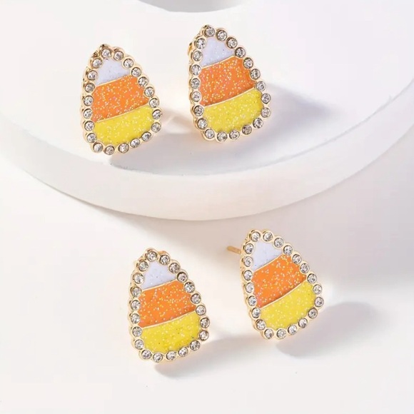 Clip on Candy Corn Earrings - Picture 2 of 2